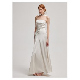 Limited edition romantic Fasogno "Flowing Light" strapless satin evening dress with a sense of ceremony
