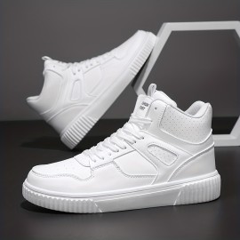 Men's Skate Shoes With Good Grip, PU Leather Lace-up Sneakers, Men's Footwear