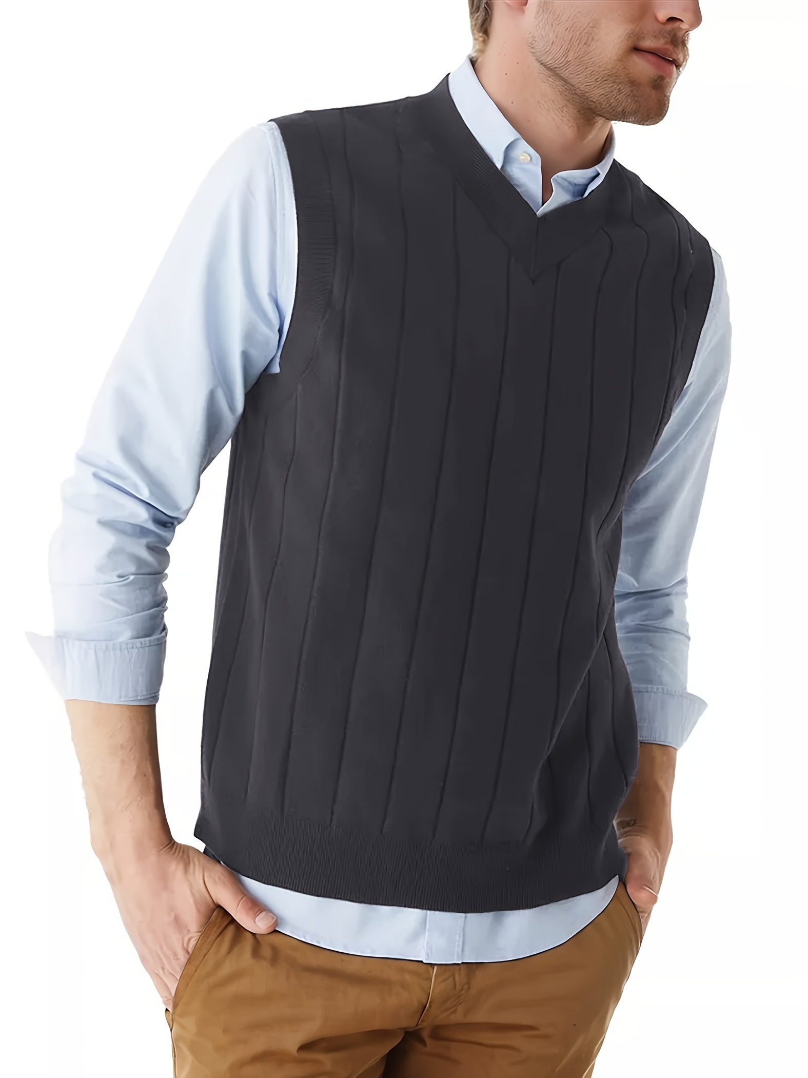 Tooluck Men s Fashion V-Neck Pullover Vest details 5